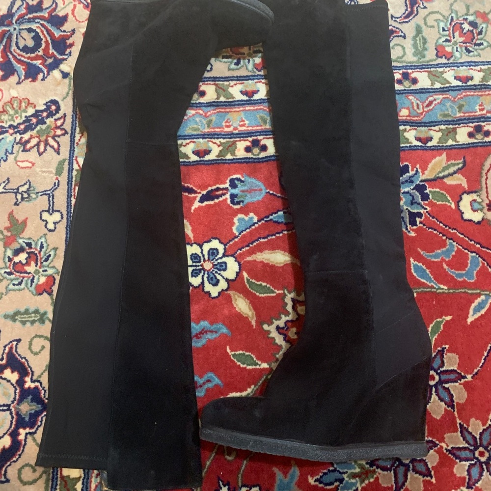 Stuart Weitzman Demiswood Suede Boot Black 9.5